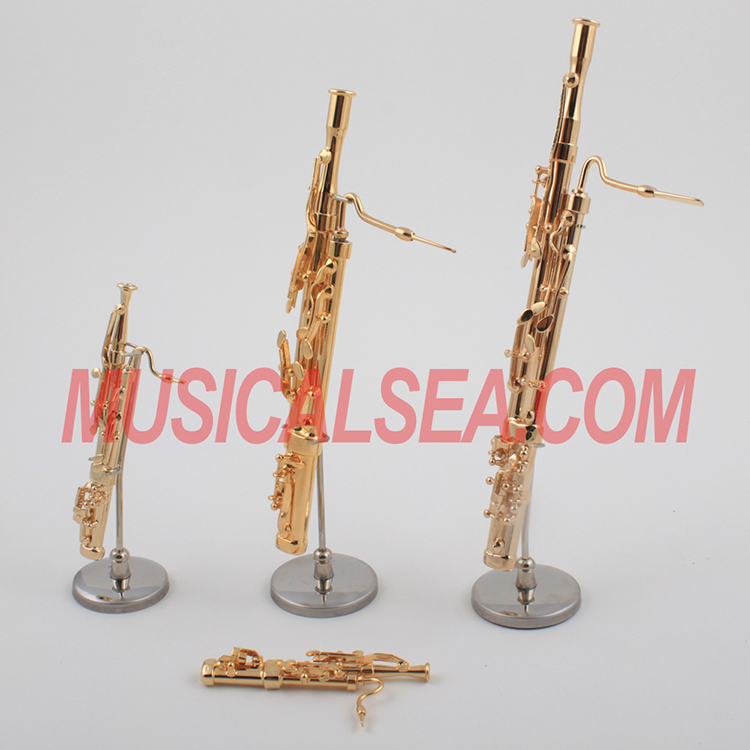 Miniature brass replica bassoon model for dec
